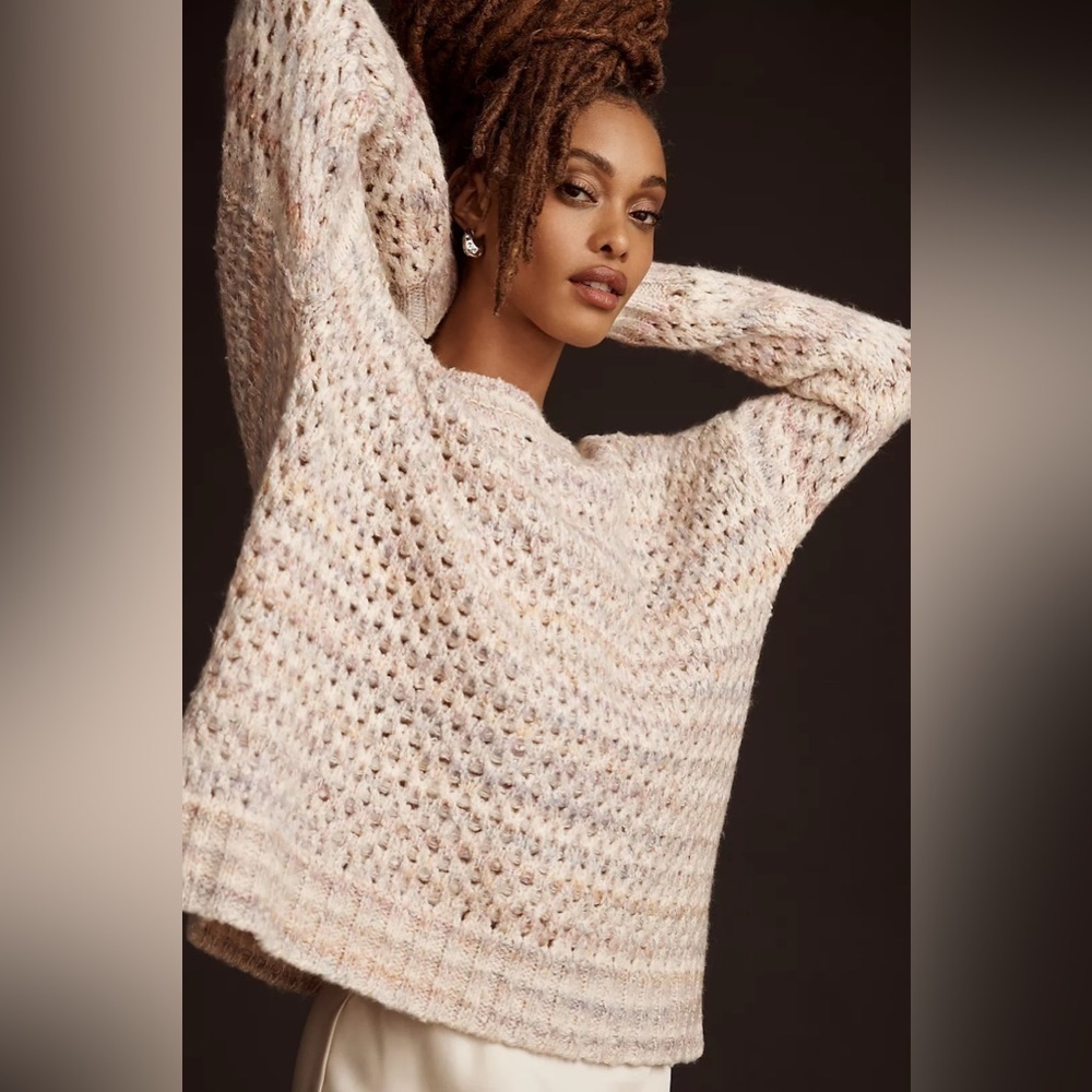 NWT Size XSP (P2P 23")  - By Anthropologie Oversized Mesh Stitch Sweater